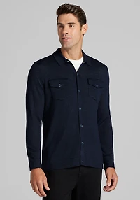 Men's Jos. A. Bank Tailored Fit Merino Wool Blend Shirt Jacket at Jos. A. Bank, Blue/Navy