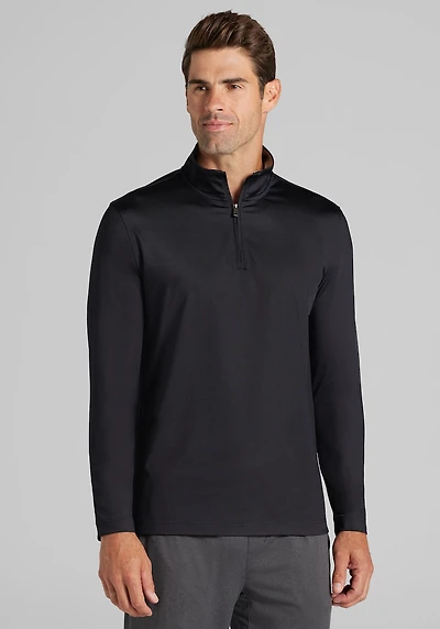 Men's Traveler Collection Tailored Fit Performance 1/4 Zip Shirt at Jos. A. Bank, Jet Black