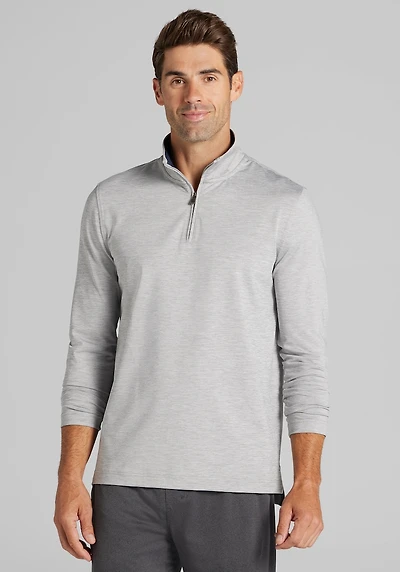 Men's Traveler Collection Tailored Fit Performance 1/4 Zip Shirt at Jos. A. Bank, Light Grey