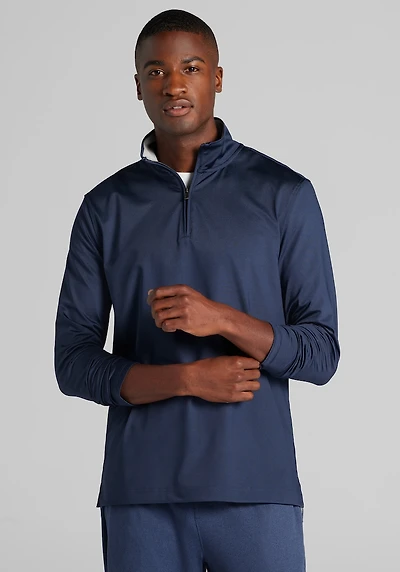 Men's Traveler Collection Tailored Fit Performance 1/4 Zip Shirt at Jos. A. Bank, Blue/Navy Blazer