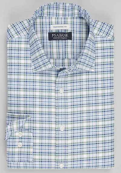 Men's Jos. A. Bank Traditional Fit Large Check Casual Shirt at Jos. A. Bank, Green/Olive