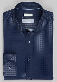Men's Traveler Collection Tailored Fit Polka Dot 4-Way Stretch Casual Shirt at Jos. A. Bank, Blue/Navy