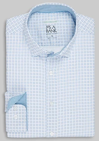 Men's Traveler Collection Tailored Fit Stitch Box 4-Way Stretch Hybrid Casual Shirt at Jos. A. Bank, Cream/White