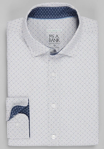 Men's Traveler Collection Tailored Fit Box Dot 4-Way Stretch Hybrid Casual Shirt at Jos. A. Bank, Tan