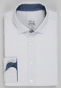 Men's Traveler Collection Tailored Fit Box Dot 4-Way Stretch Hybrid Casual Shirt at Jos. A. Bank, Tan