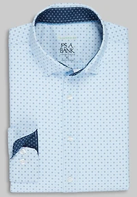 Men's Traveler Collection Tailored Fit Box Dot 4-Way Stretch Hybrid Casual Shirt at Jos. A. Bank, Light Blue
