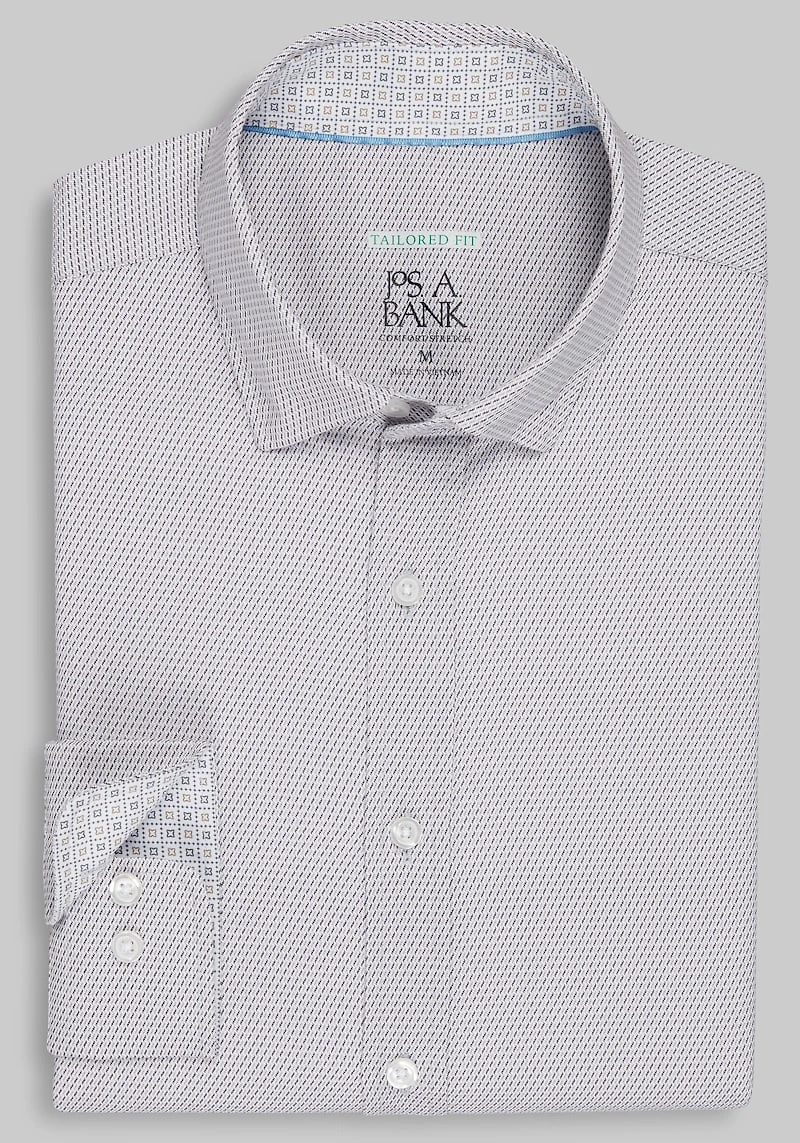 Men's Traveler Collection Tailored Fit Angled Print 4-Way Stretch Hybrid Casual Shirt at Jos. A. Bank, Tan