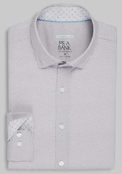 Men's Traveler Collection Tailored Fit Angled Print 4-Way Stretch Hybrid Casual Shirt at Jos. A. Bank, Tan