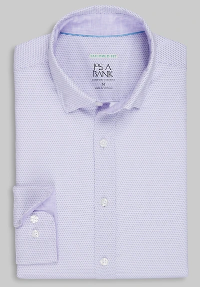 Men's Traveler Collection Tailored Fit Angled Print 4-Way Stretch Hybrid Casual Shirt at Jos. A. Bank, Light Purple