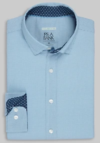 Men's Traveler Collection Tailored Fit Angled Print 4-Way Stretch Hybrid Casual Shirt at Jos. A. Bank, Blue