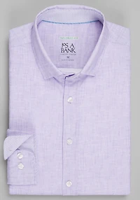 Men's Traveler® Collection Tailored Fit Crosshatch Hybrid Casual Shirt at Jos. A. Bank, Light Purple