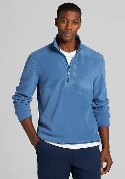 Men's Traveler® COOLMOTION Tailored Fit Fleece 1/4 Zip Pullover at Jos. A. Bank, Blue Horizon