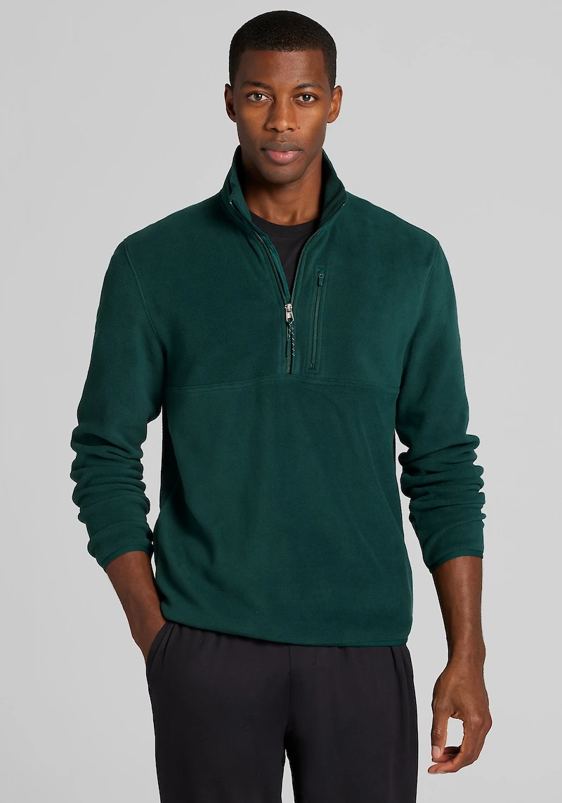 Men's Traveler® COOLMOTION Tailored Fit Fleece 1/4 Zip Pullover at Jos. A. Bank, Green/Ponderosa Pine