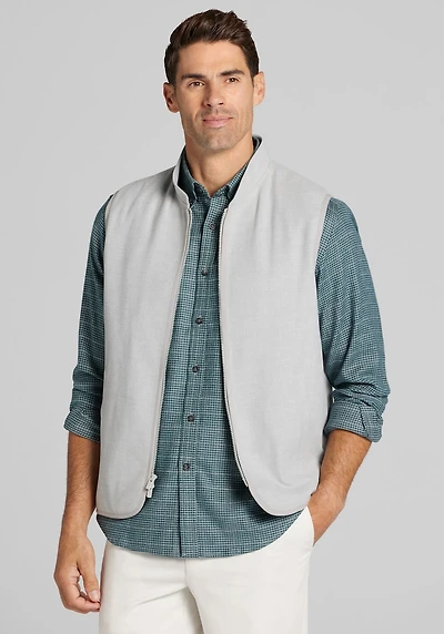 Men's Jos. A. Bank Tailored Fit Tech Flannel Vest at Jos. A. Bank, Silver Grey
