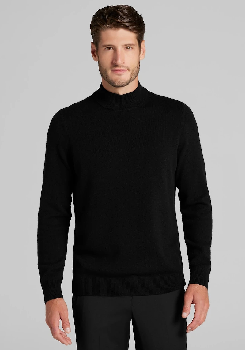 Men's Jos. A. Bank Tailored Fit Wool-Cashmere Mock Neck Sweater at Jos. A. Bank, Black