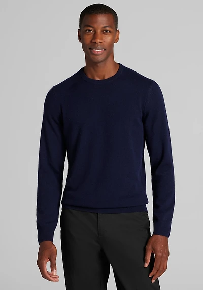 Men's Jos. A. Bank Tailored Fit Wool-Cashmere Crew Neck Sweater at Jos. A. Bank, Blue/Navy