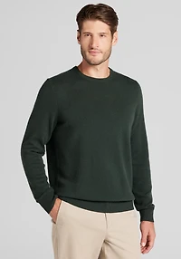 Men's Jos. A. Bank Tailored Fit Wool-Cashmere Crew Neck Sweater at Jos. A. Bank, Dark Green