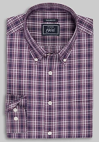Men's 1905 Collection Tailored Fit Cross Check Comfort Stretch Casual Shirt at Jos. A. Bank, Burgundy