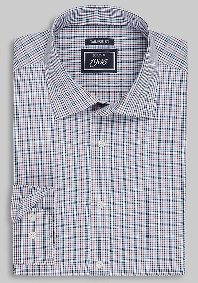 Men's 1905 Collection Tailored Fit Grid Check Comfort Stretch Casual Shirt at Jos. A. Bank, Blue