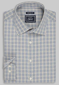 Men's 1905 Collection Tailored Fit Grid Check Comfort Stretch Casual Shirt at Jos. A. Bank, Green/Olive