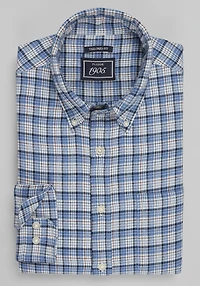 Men's 1905 Collection Tailored Fit Cross Check Flannel Casual Shirt at Jos. A. Bank, Light Blue