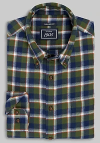 Men's 1905 Collection Tailored Fit Large Check Flannel Casual Shirt at Jos. A. Bank, Green/Olive