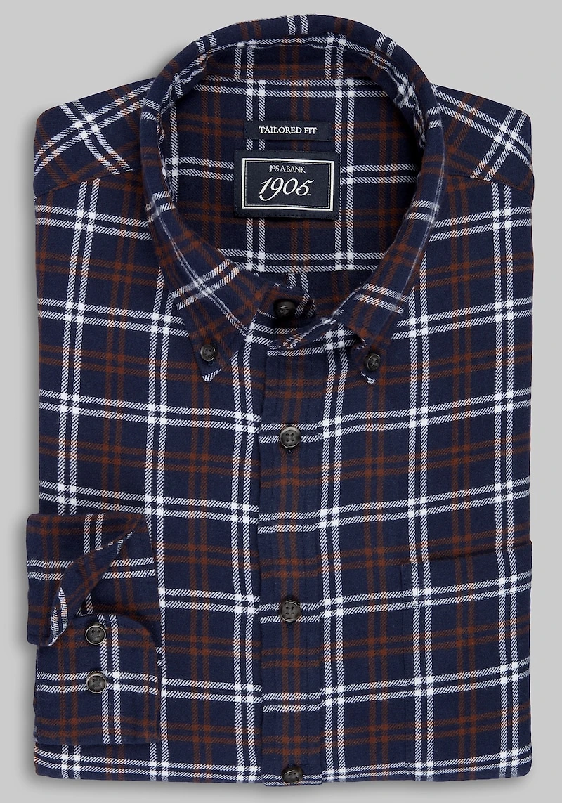 Men's 1905 Collection Tailored Fit Large Check Flannel Casual Shirt at Jos. A. Bank, Blue/Navy