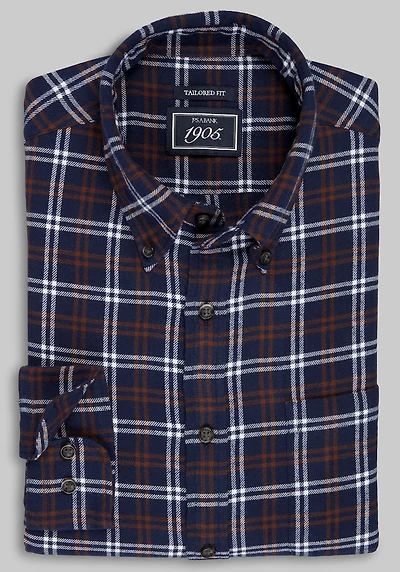 Men's 1905 Collection Tailored Fit Large Check Flannel Casual Shirt at Jos. A. Bank, Blue/Navy