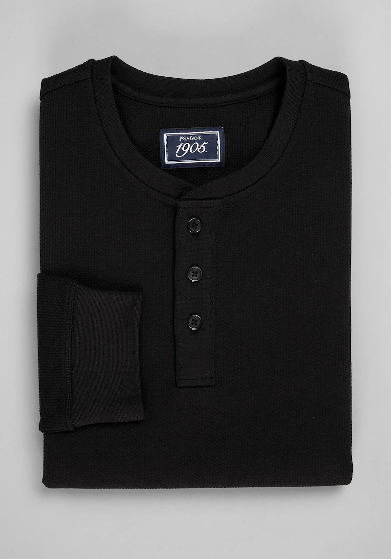 Men's 1905 Collection Tailored Fit Waffle Knit Henley at Jos. A. Bank, Black