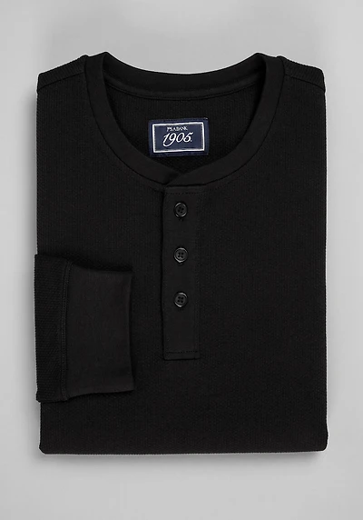 Men's 1905 Collection Tailored Fit Waffle Knit Henley at Jos. A. Bank, Black