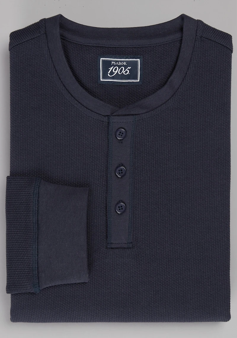 Men's 1905 Collection Tailored Fit Waffle Knit Henley at Jos. A. Bank, Blue/Navy
