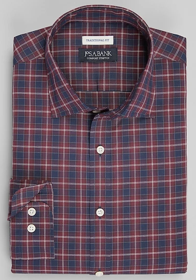Men's Jos. A. Bank Traditional Fit Large Plaid Casual Shirt at Jos. A. Bank, Burgundy/Wine