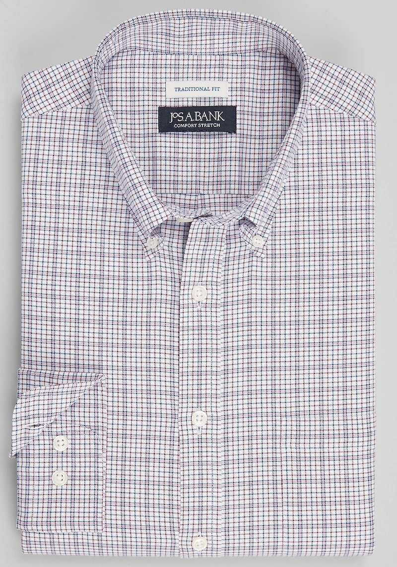 Men's Jos. A. Bank Traditional Fit Multi Grid Casual Shirt at Jos. A. Bank, Cream/White
