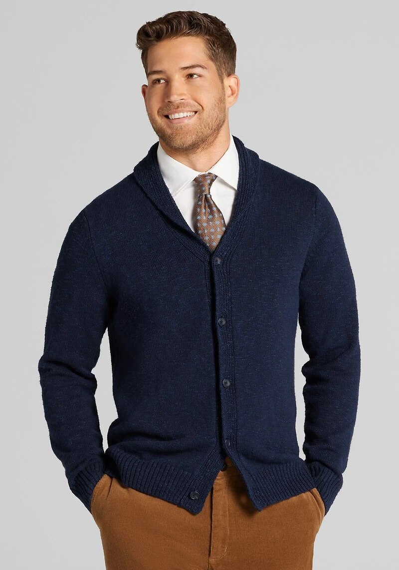 Men's Jos. A. Bank Tailored Fit Shawl Collar Cardigan Sweater at Jos. A. Bank, Blue/Navy Blazer