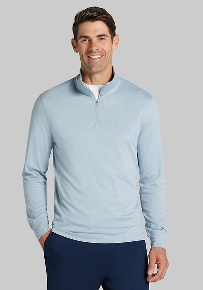 Men's Traveler® COOLMOTION Tailored Fit 1/4-Zip Pullover at Jos. A. Bank, Baby Blue