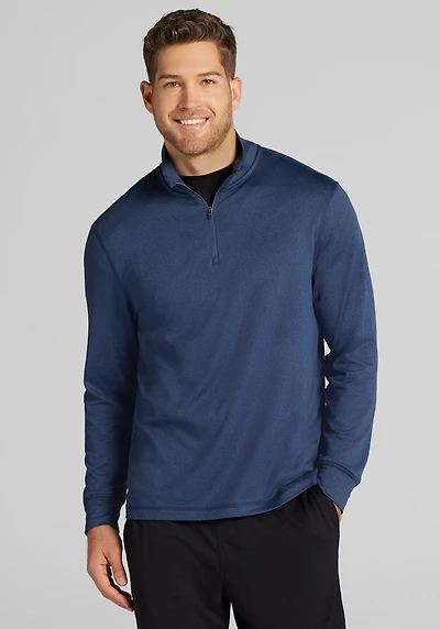 Men's Traveler® COOLMOTION Tailored Fit 1/4-Zip Pullover at Jos. A. Bank, Blue/Navy Blazer