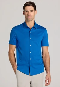 Men's Jos. A. Bank Tailored Fit Short Sleeve Button Front Shirt at Jos. A. Bank, True Blue