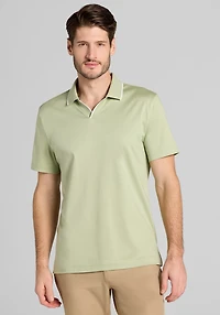 Men's Jos. A. Bank Tailored Fit Short Sleeve Liquid Cotton Interlock Johnny Polo at Jos. A. Bank, Green/Swamp