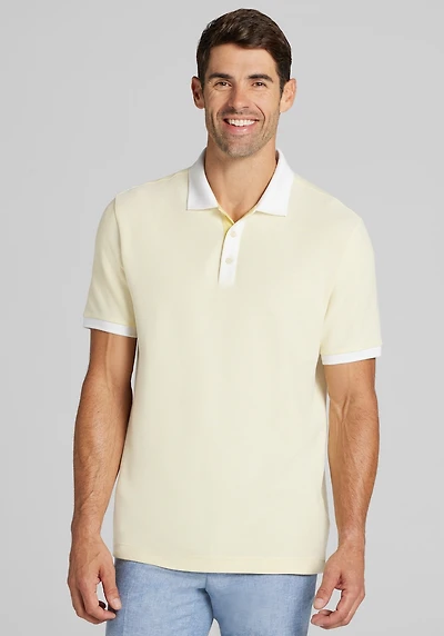 Men's Jos. A. Bank Tailored Fit Jacquard Knit Polo at Jos. A. Bank, Pastel Yellow