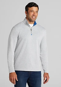 Men's Jos. A. Bank Tailored Fit Double Face 1/4 Zip Pullover at Jos. A. Bank, Antarctica/Grey