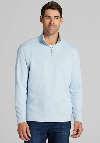 Men's Jos. A. Bank Tailored Fit Double Face 1/4 Zip Pullover at Jos. A. Bank, Blue/Windsurfer