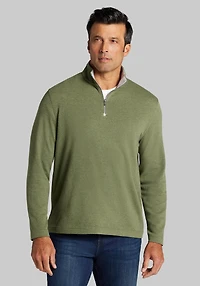 Men's Jos. A. Bank Tailored Fit Double Face 1/4 Zip Pullover at Jos. A. Bank, Cypress/Green