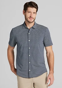 Men's Jos. A. Bank Tailored Fit Small Diamond Short Sleeve Casual Shirt at Jos. A. Bank, Blue/Navy Blazer