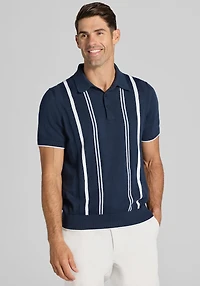Men's Jos. A. Bank Tailored Fit Retro Striped Sweater Polo at Jos. A. Bank, Blue/Navy Blazer