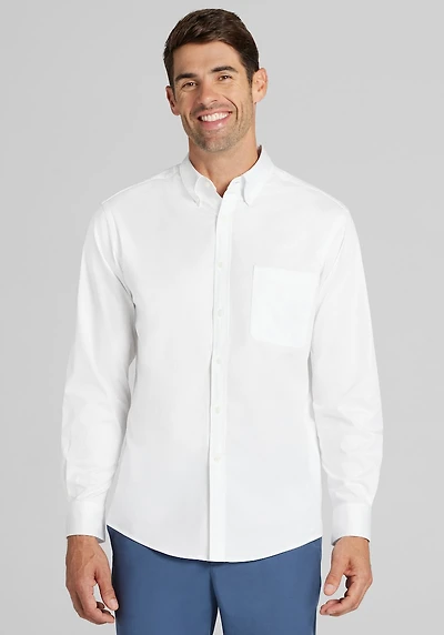 Men's Big & Tall Jos. A. Bank Tailored Fit Solid Twill Casual Shirt at Jos. A. Bank, Cream/White, 