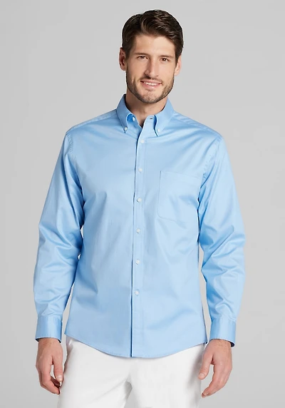 Men's Jos. A. Bank Tailored Fit Solid Twill Casual Shirt at Jos. A. Bank, Light Blue