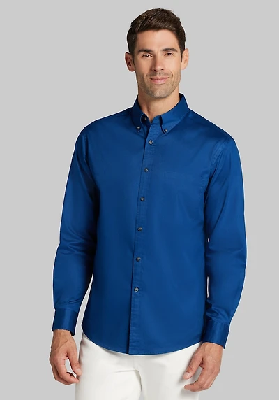 Men's Big & Tall Jos. A. Bank Tailored Fit Solid Twill Casual Shirt at Jos. A. Bank, Blue/Navy, 