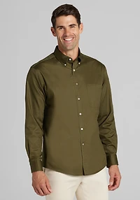 Men's Jos. A. Bank Tailored Fit Solid Twill Casual Shirt at Jos. A. Bank, Green/Sage