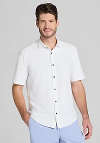 Men's Jos. A. Bank Tailored Fit Seersucker Short Sleeve Casual Shirt at Jos. A. Bank, Cream/White