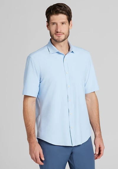 Men's Jos. A. Bank Tailored Fit Seersucker Short Sleeve Casual Shirt at Jos. A. Bank, Light Blue